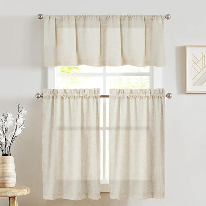 Linen Pinch Pleated Kitchen Curtains