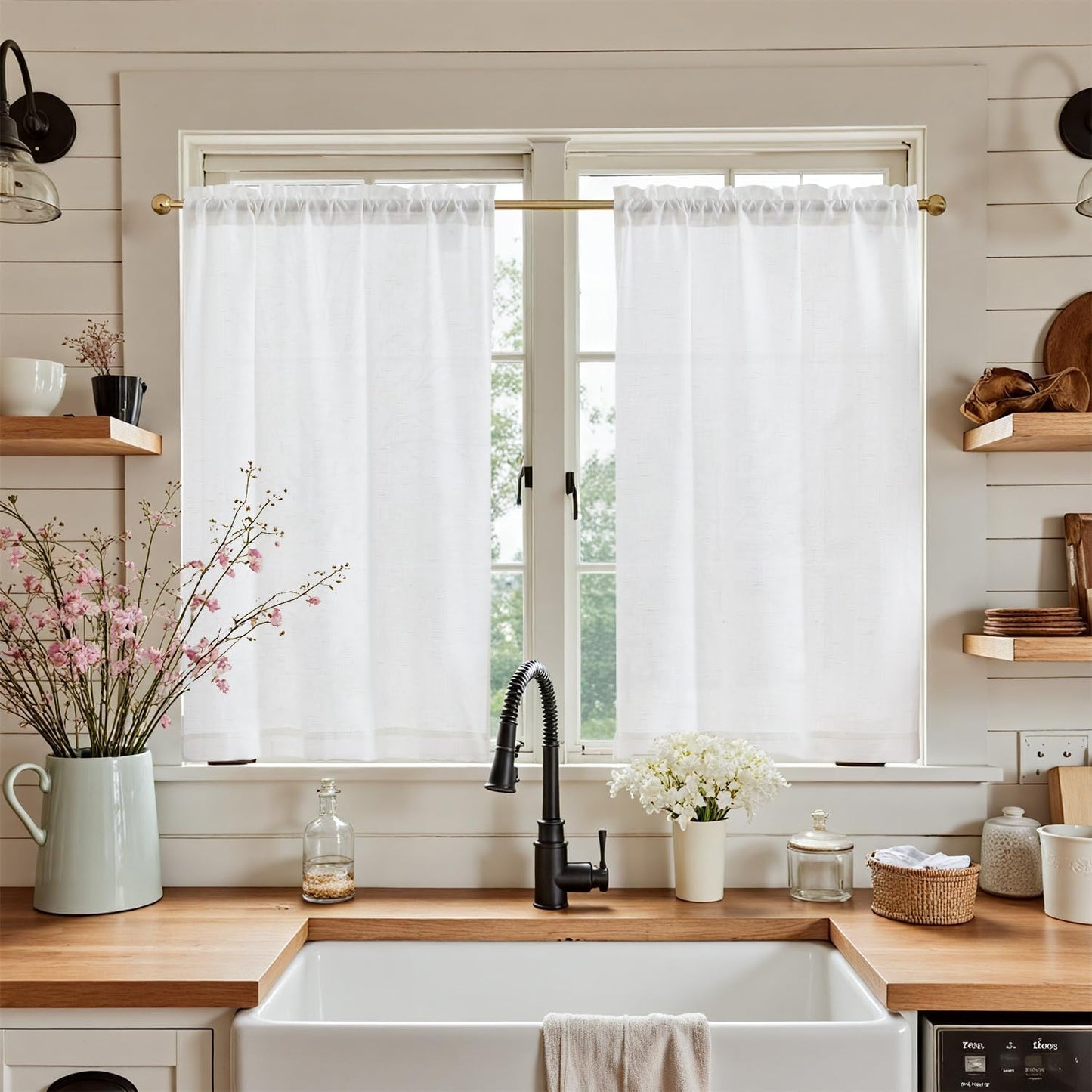 Linen Pinch Pleated Kitchen Curtains