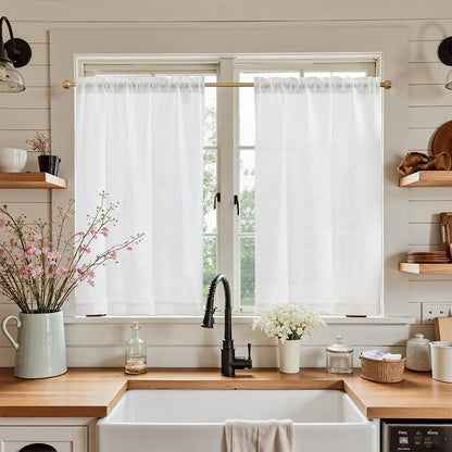 Linen Pinch Pleated Kitchen Curtains