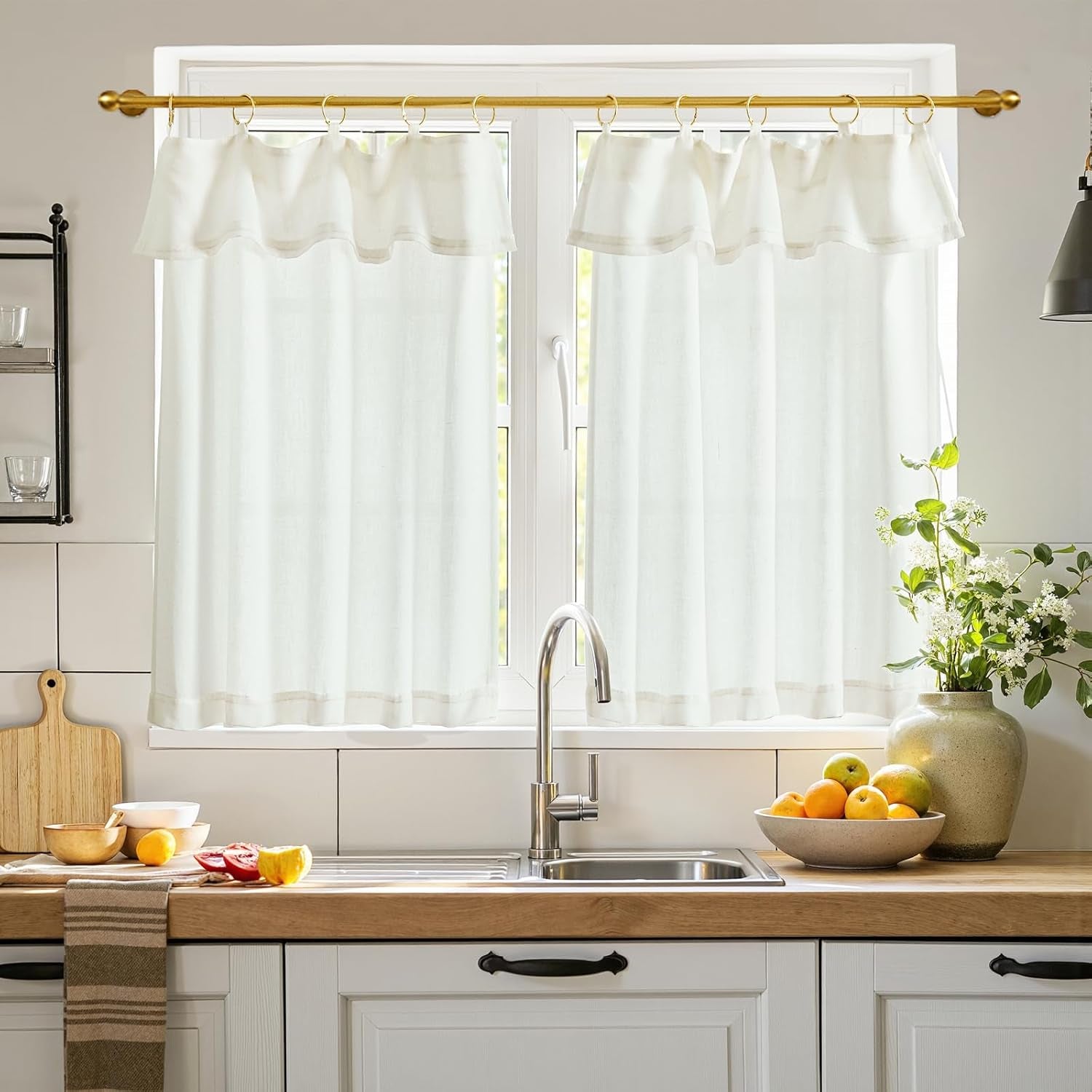 Linen Pinch Pleated Kitchen Curtains