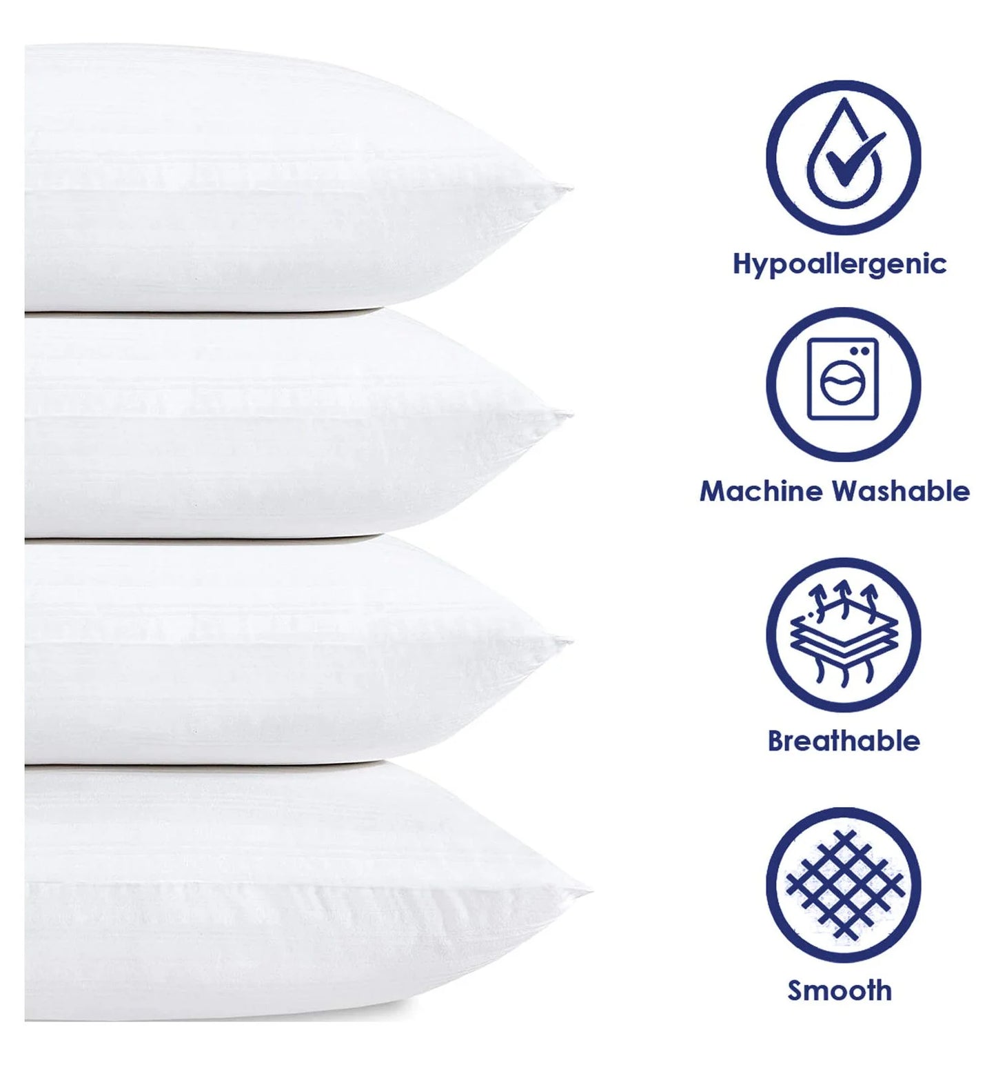 Hypoallergenic Dobby Stripe Bed Pillows | Soft Supportive Sleeping Pillows | Anti-Allergy Bed Pillows | Luxury Dobby Stripe Pillows | Comfortable Hypoallergenic Pillows