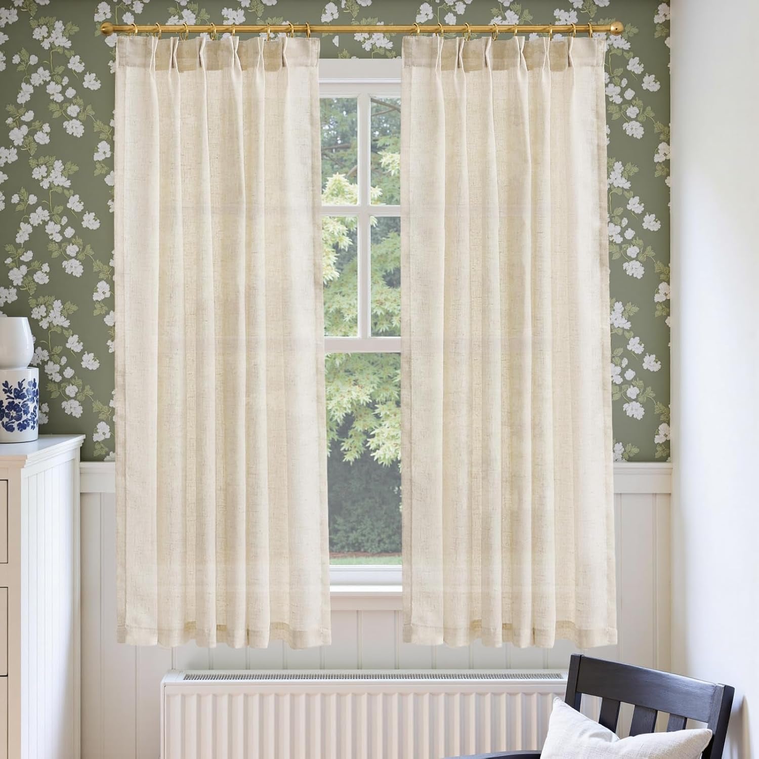 Linen Pinch Pleated Kitchen Curtains