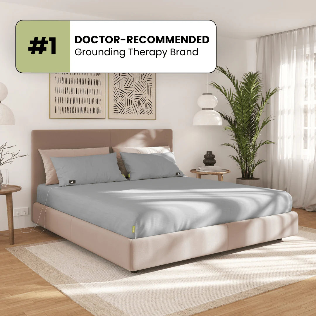 Grounding Bed Sheet | Earthing Bed Linen | Conductive Sleep Sheet | Health & Wellness Bedding | Grounded Sleep Sheet