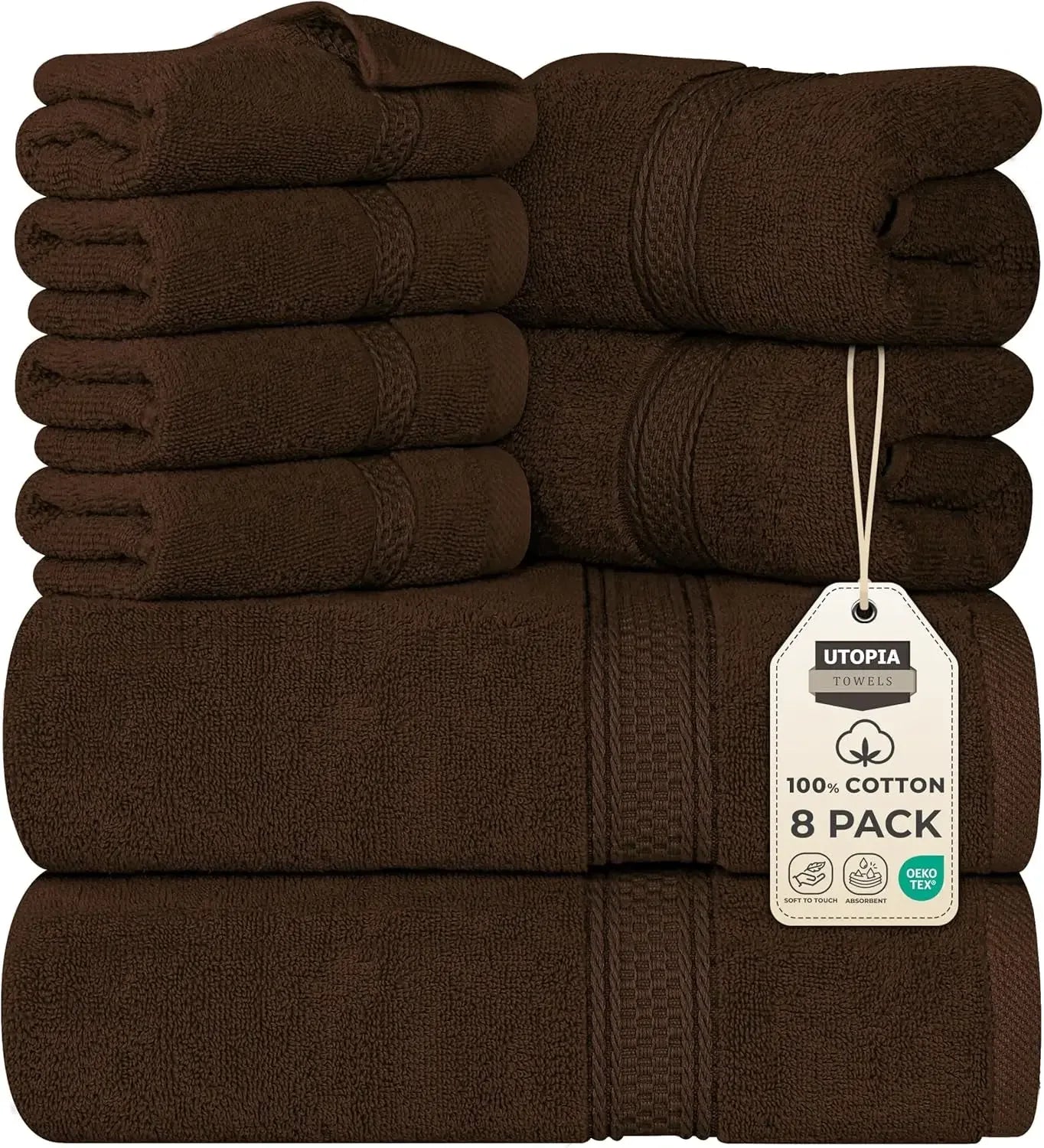 8-Piece Premium Cotton Towel Set – 2 Bath Towels, 2 Hand Towels & 4 Washcloths | 600 GSM Ring Spun Cotton, Soft & Highly Absorbent for Bathroom, Gym, Spa & Hotel