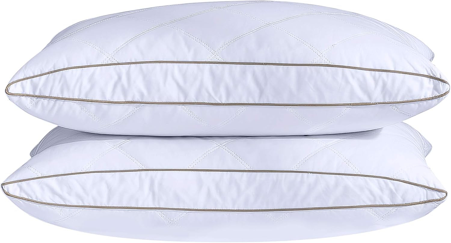 Goose Feathers and Down Pillows | Soft & Supportive Bed Pillows | Luxury Down and Feather Pillows | Comfortable Sleeping Pillows | Hypoallergenic Goose Down Pillows