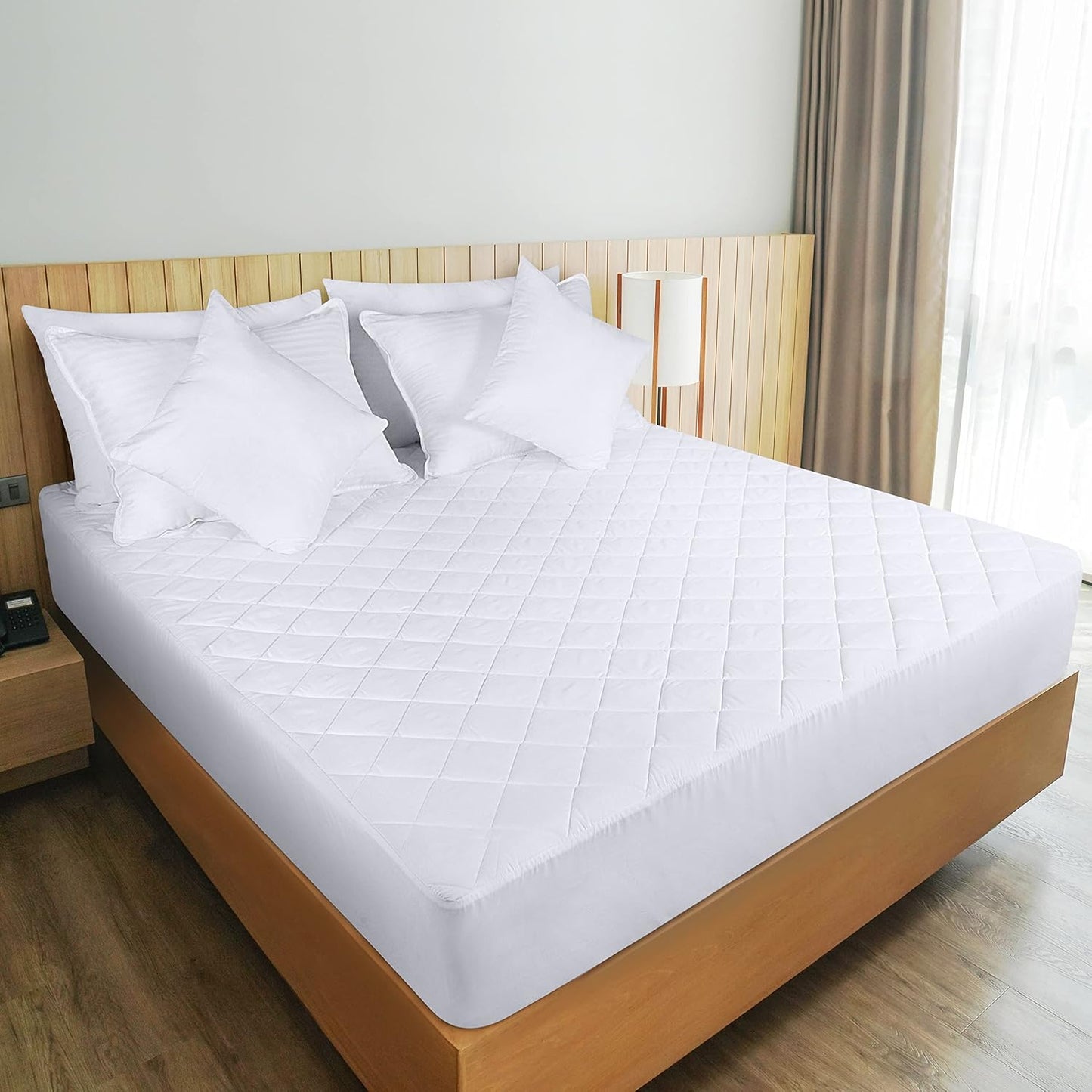 Quilted Fitted Mattress Pad – Twin, Full, Queen, King & California King Sizes, Elastic Deep Pocket Mattress Topper Protector & Cover Fits up to 16 Inches, Machine Washable