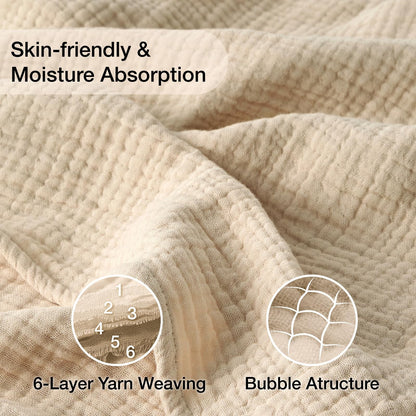100% Cotton Muslin Blanket | Soft Breathable Baby Blanket | Lightweight Cotton Throw | Cozy Muslin Bedding | Natural Cotton Swaddle Blanket