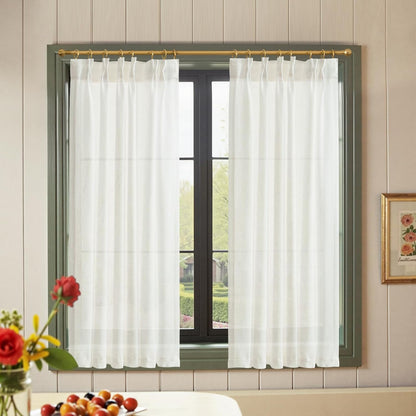 Linen Pinch Pleated Kitchen Curtains