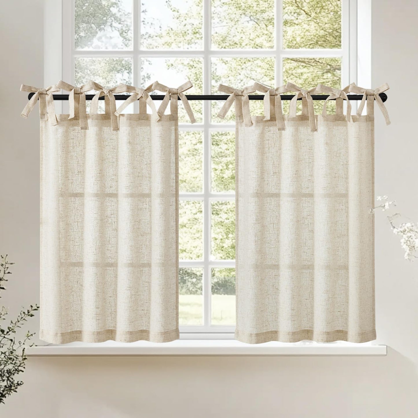 Linen Pinch Pleated Kitchen Curtains