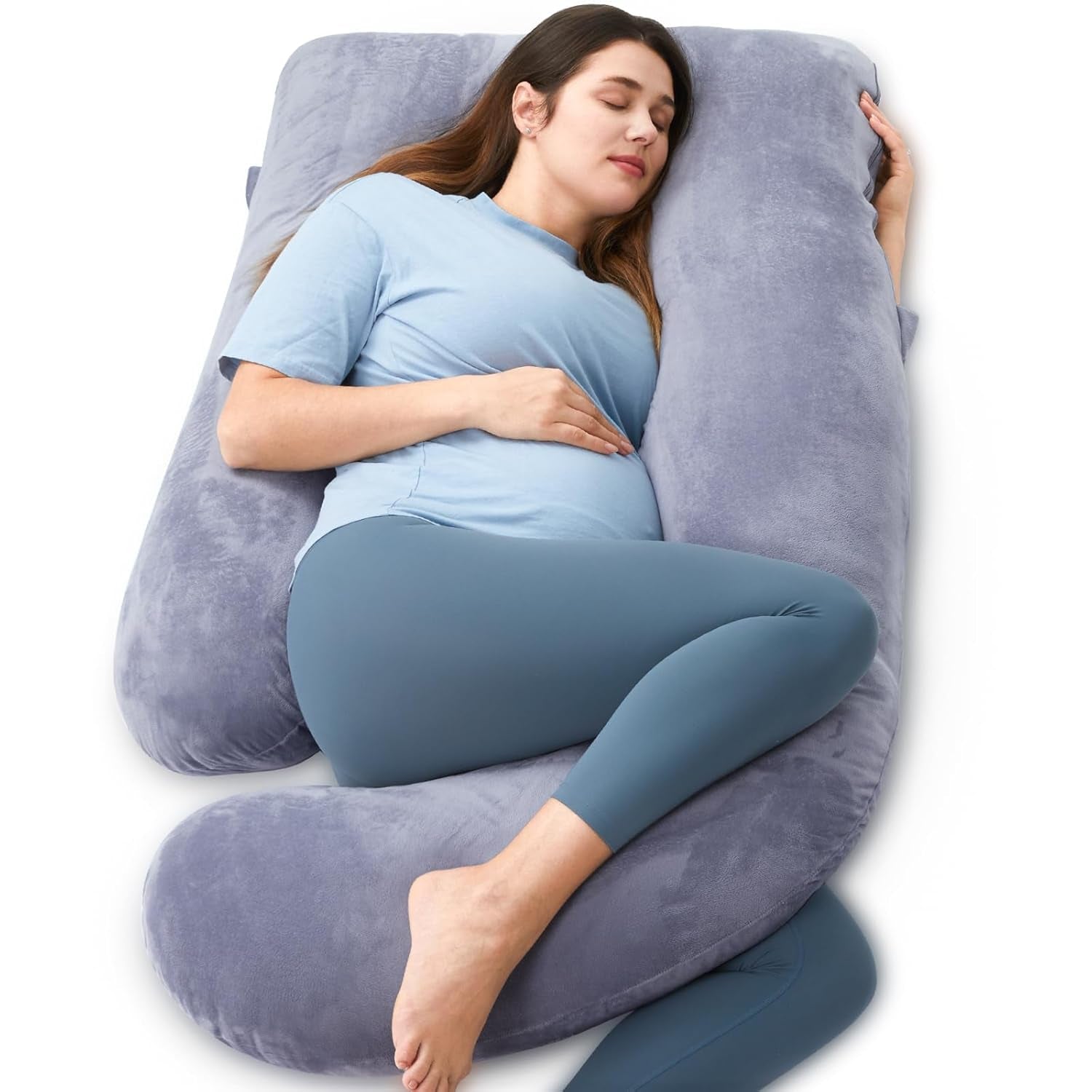 Pregnancy Pillows for Sleeping, U Shaped Full Body Maternity Pillow with Removable Cover - Support for Back, Legs, Belly, HIPS for Pregnant Women, 57 Inch Pregnancy Pillow for Women, Grey