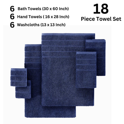 18 Piece 100% Cotton Towel Set