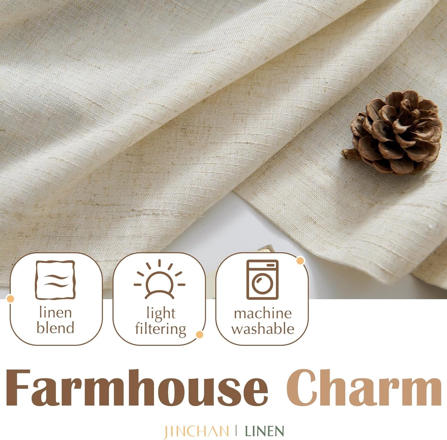 Linen Pinch Pleated Kitchen Curtains