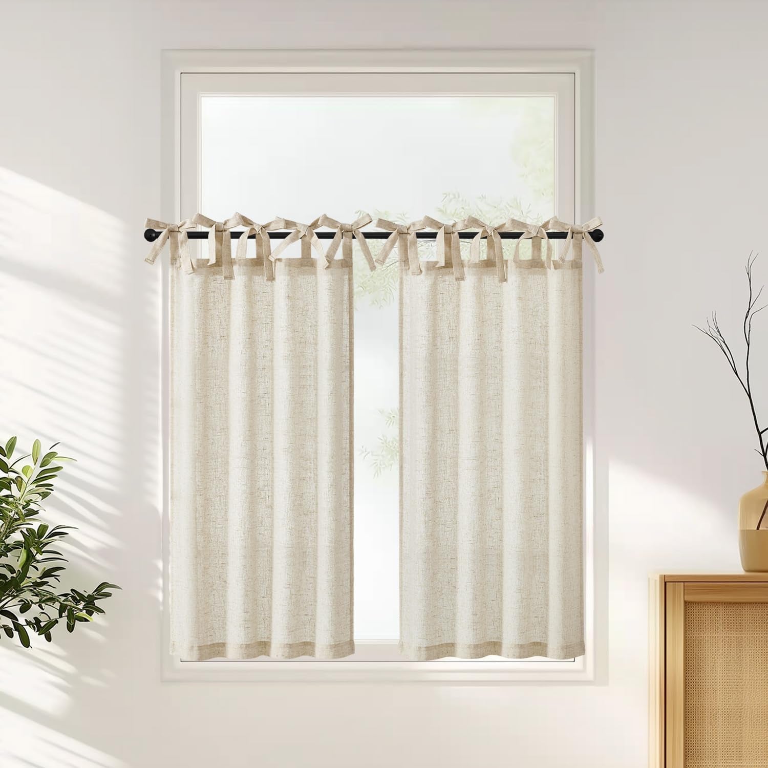Linen Pinch Pleated Kitchen Curtains