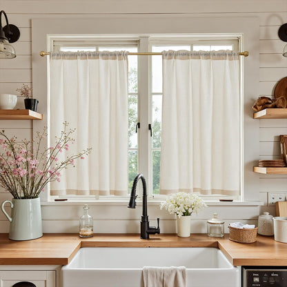 Linen Pinch Pleated Kitchen Curtains