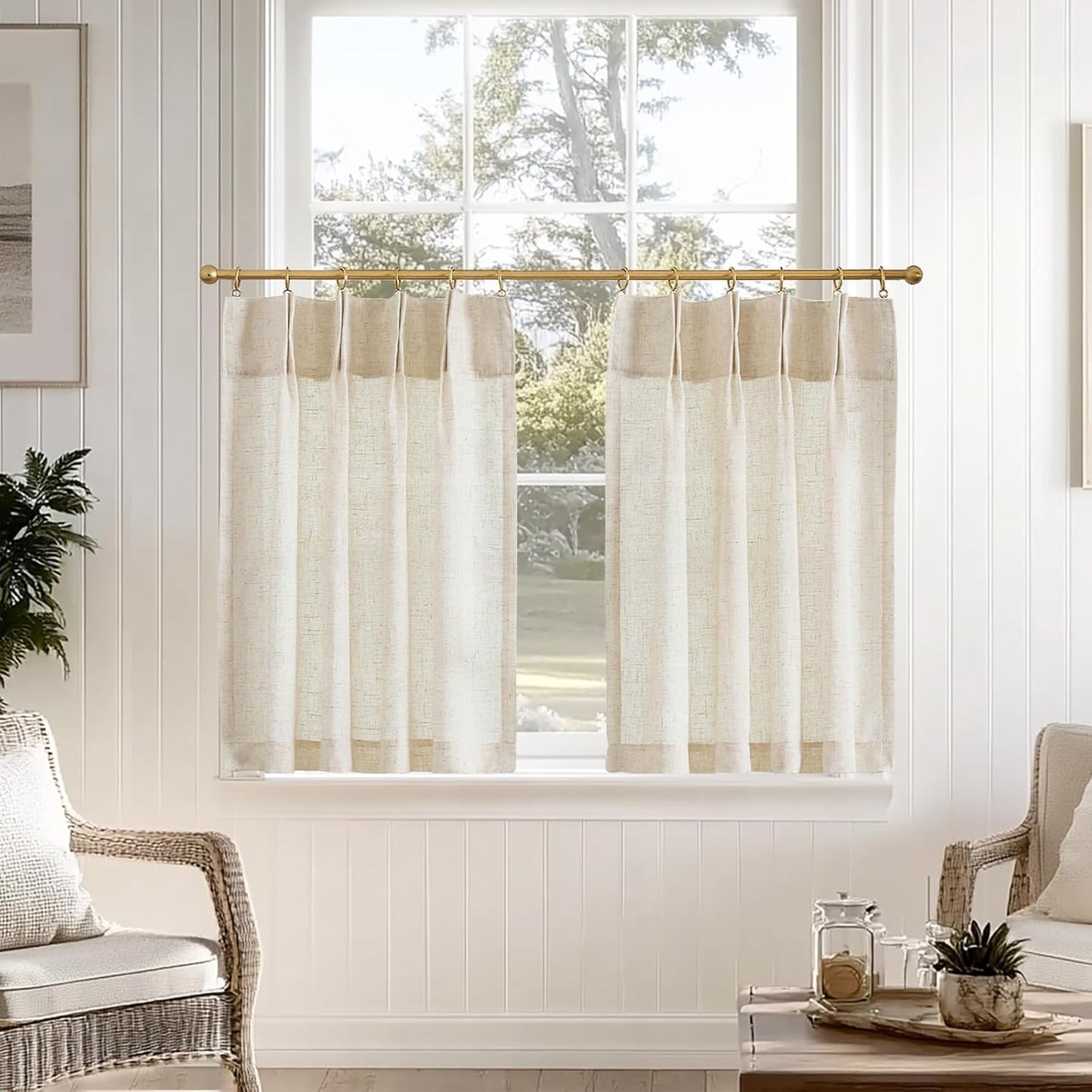 Linen Pinch Pleated Kitchen Curtains