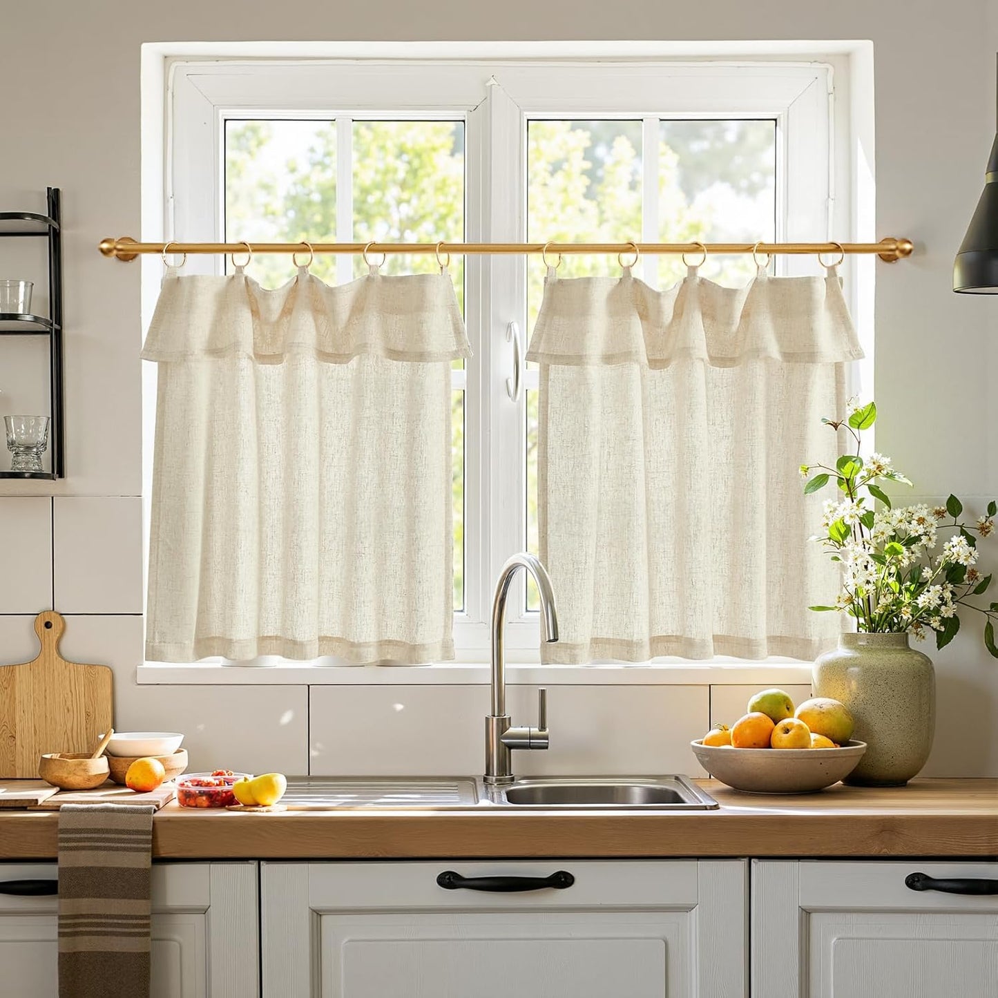 Linen Pinch Pleated Kitchen Curtains