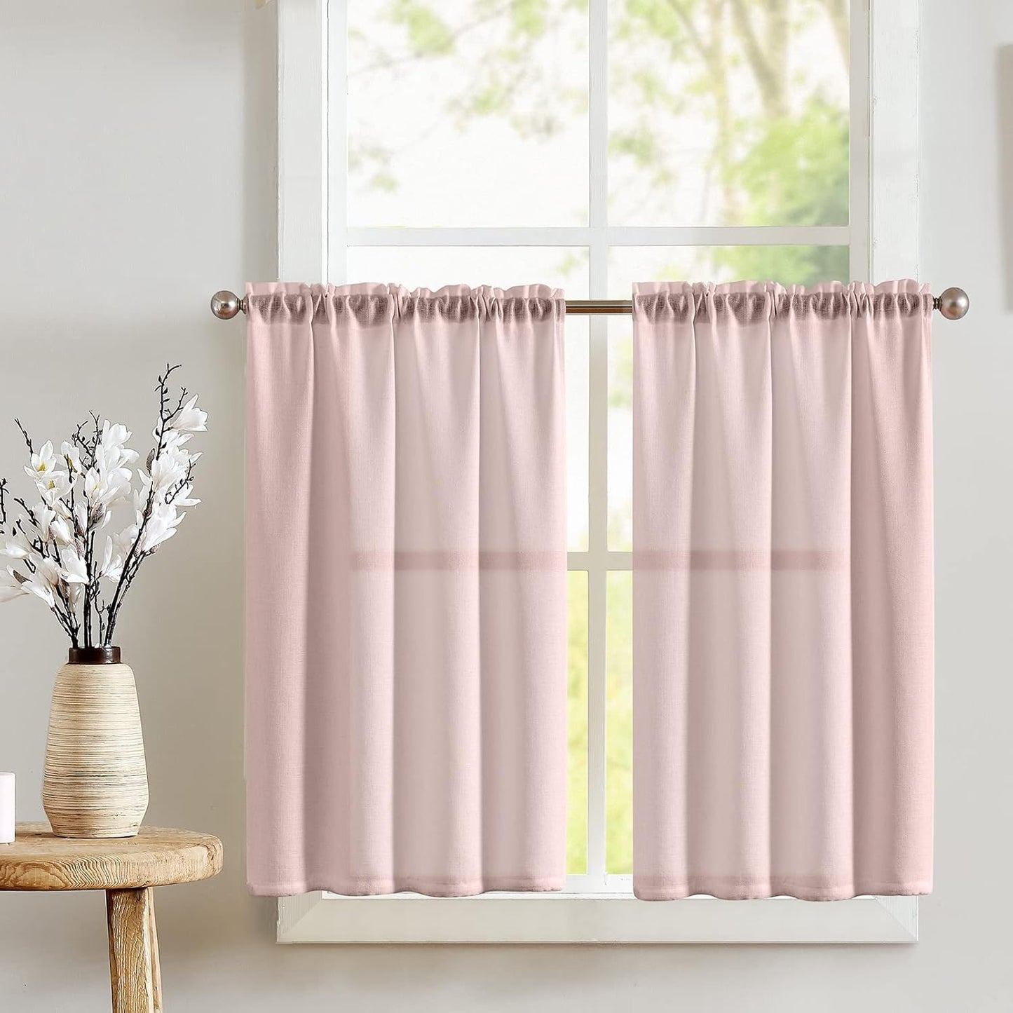 Linen Pinch Pleated Kitchen Curtains