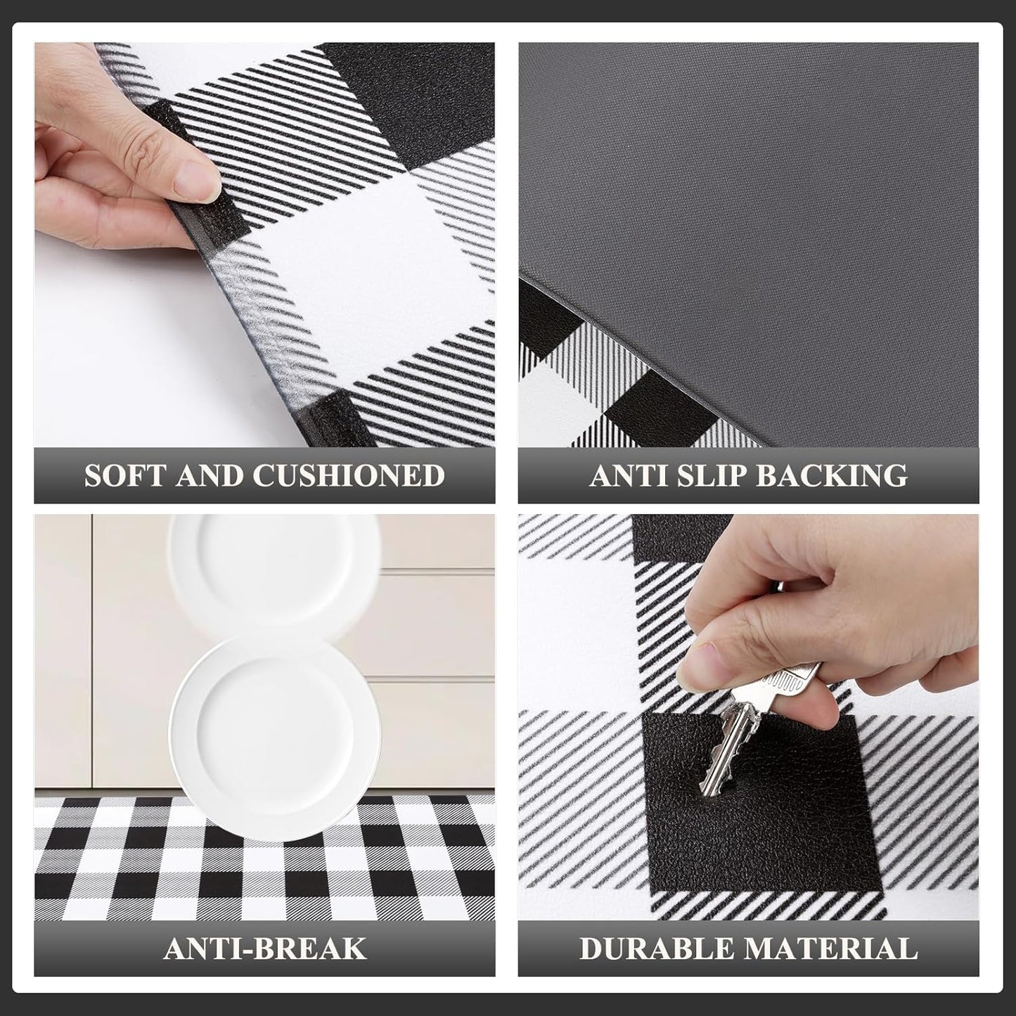 Anti Fatigue Kitchen Mat Set | Extra Thick Memory Foam Mats | Non-Slip Cushioned Floor Mats for Home & Work