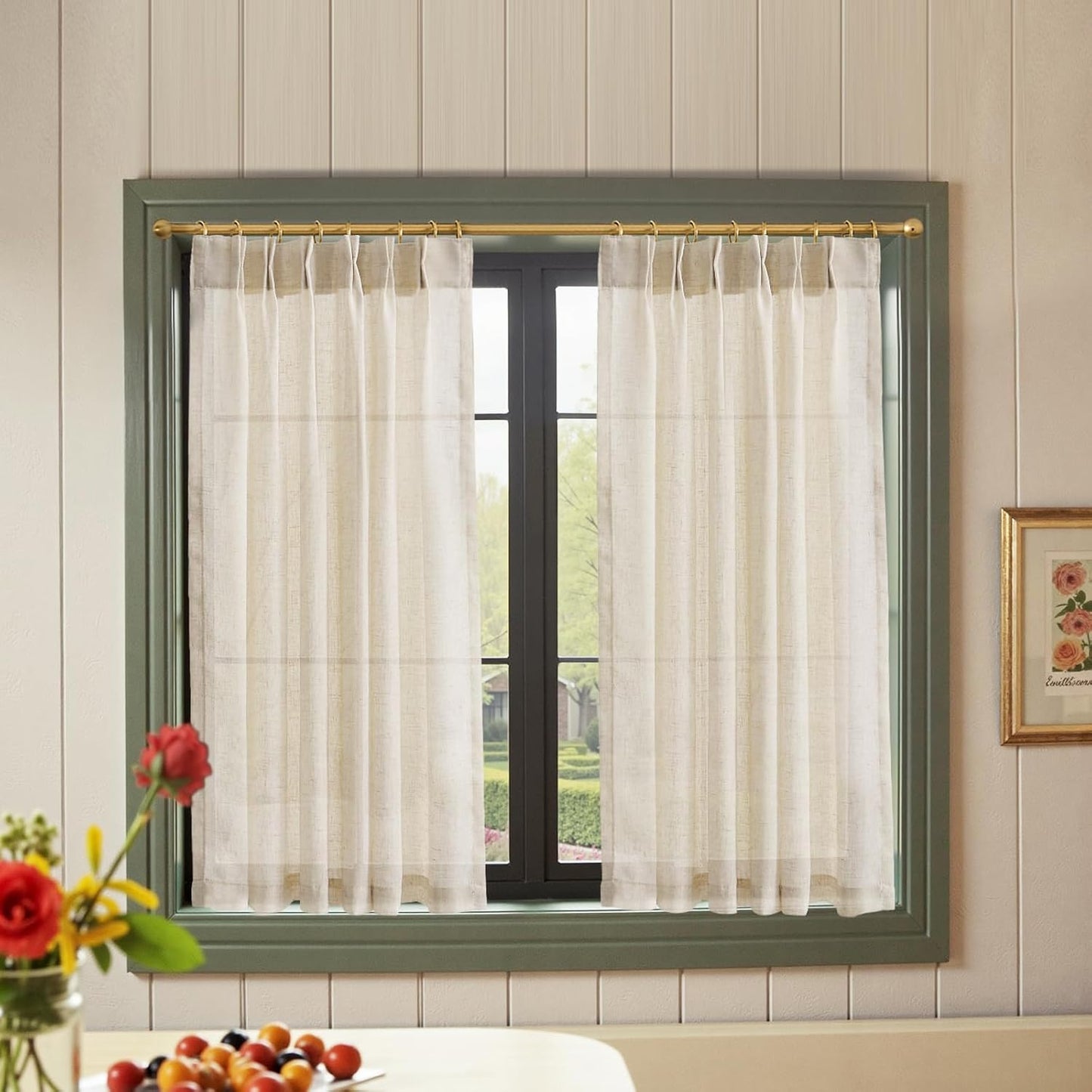 Linen Pinch Pleated Kitchen Curtains