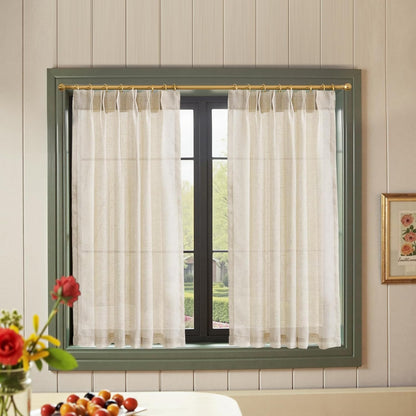 Linen Pinch Pleated Kitchen Curtains