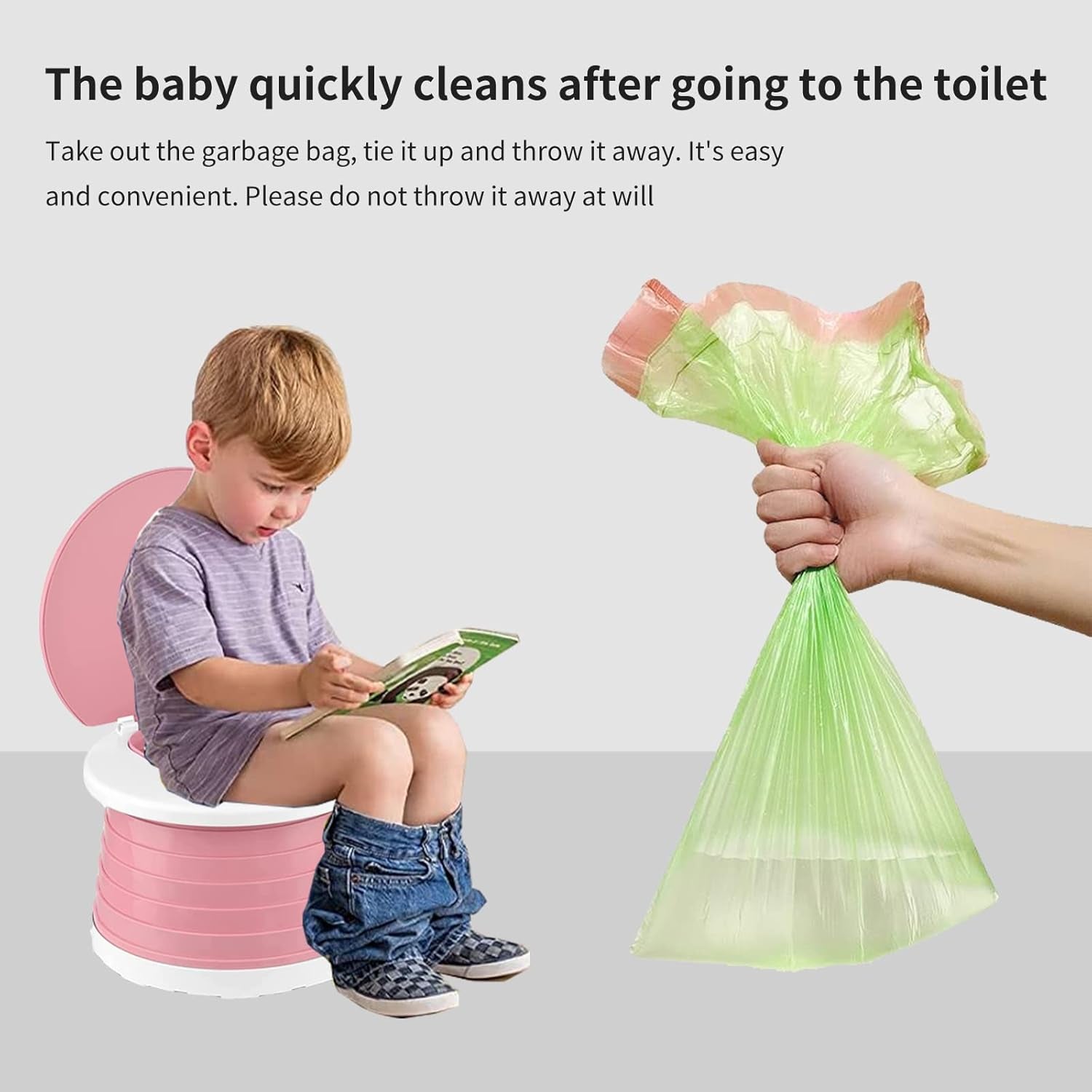 Travel Potty for Toddler, Portable and Foldable Toilet, Apply to Seat Emergency Toilet for Car, Camping, Outdoor, Indoor (grey, pink, small)