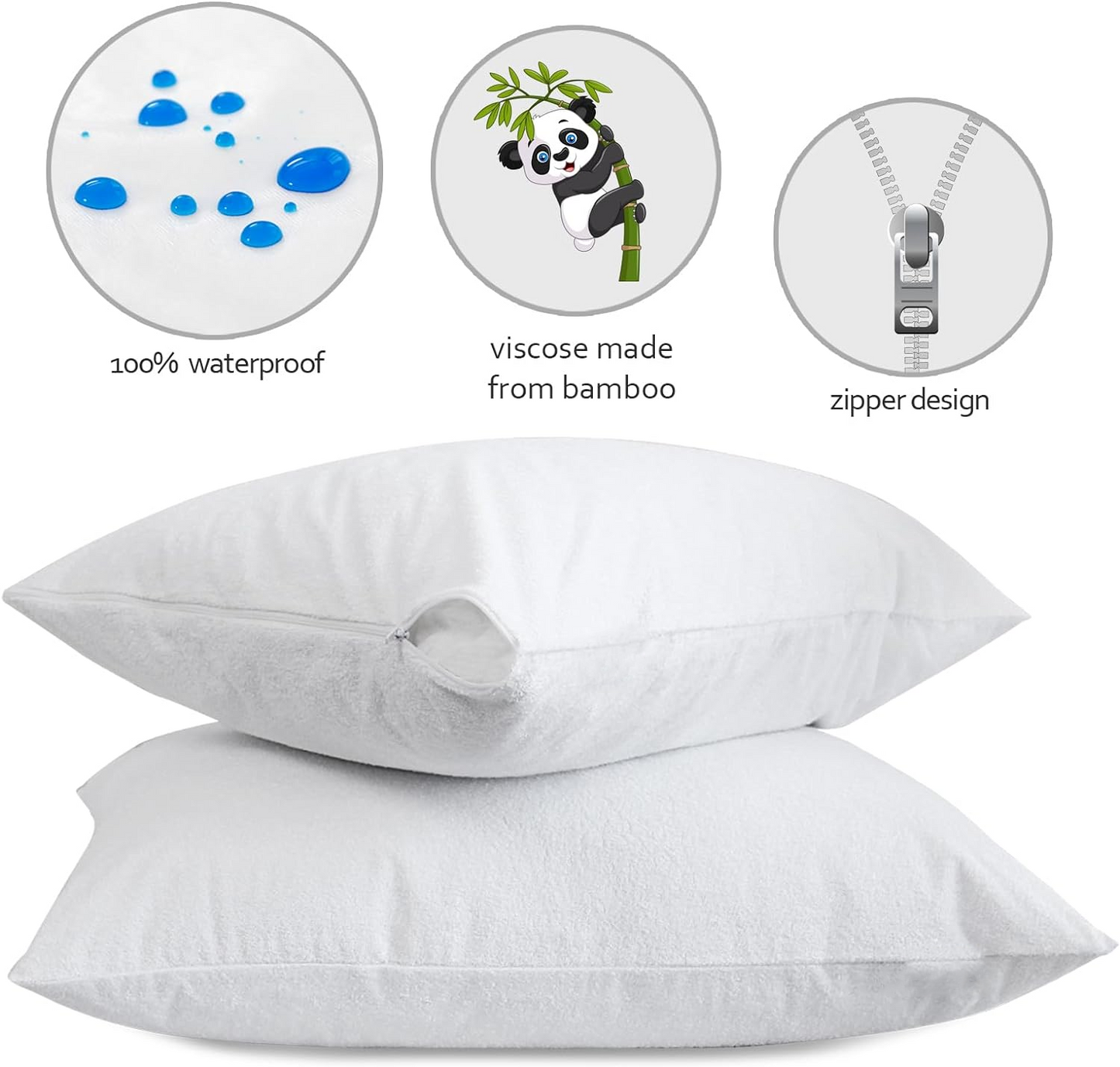 Waterproof Zippered Pillow Cover | Protective Pillow Case | Hypoallergenic Pillow Protector | Durable Pillow Cover | Bed Pillow Waterproof Guard