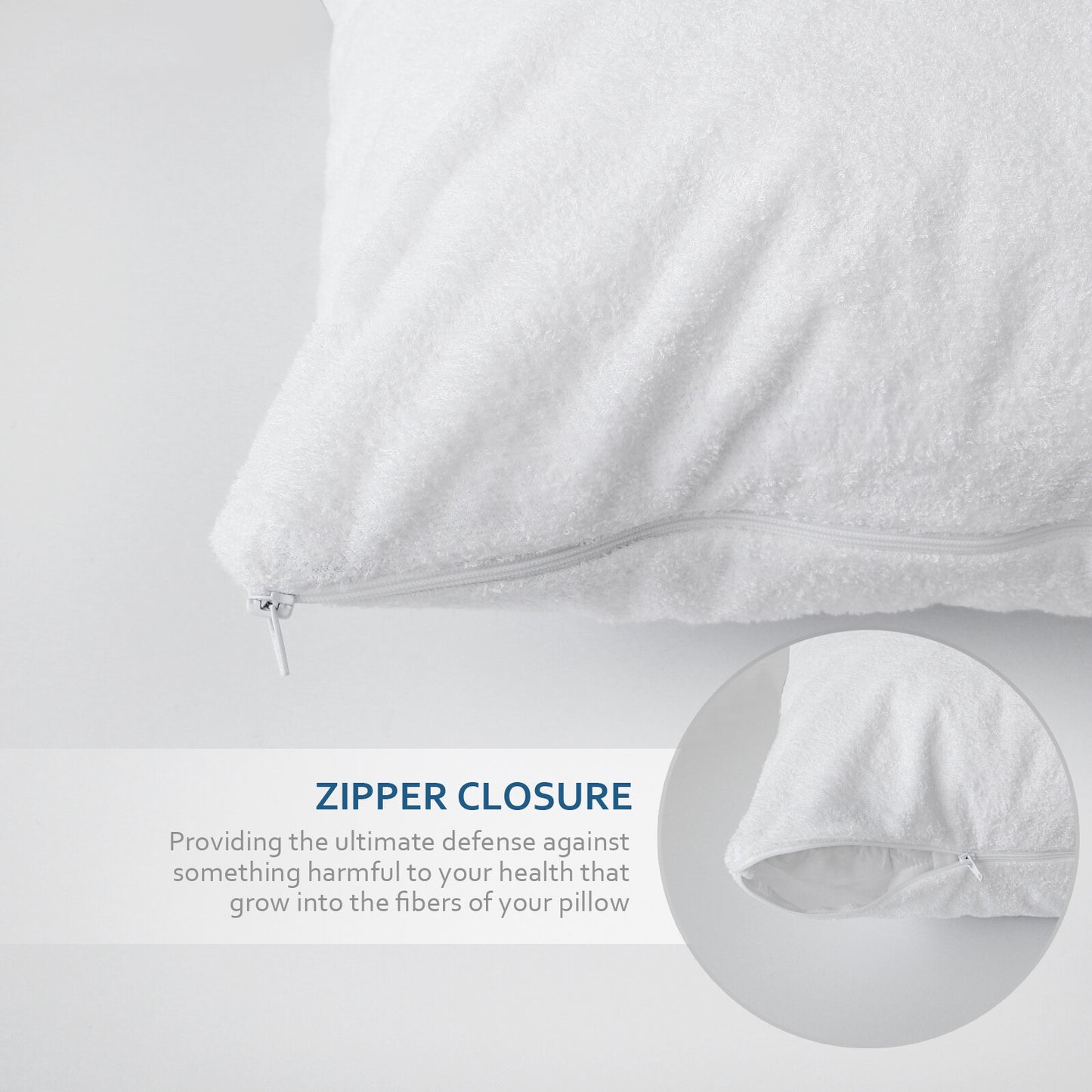 Waterproof Zippered Pillow Cover | Protective Pillow Case | Hypoallergenic Pillow Protector | Durable Pillow Cover | Bed Pillow Waterproof Guard