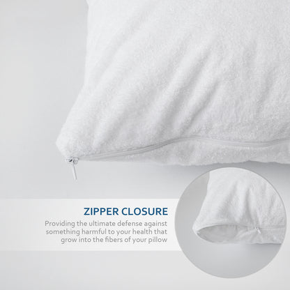 Waterproof Zippered Pillow Cover | Protective Pillow Case | Hypoallergenic Pillow Protector | Durable Pillow Cover | Bed Pillow Waterproof Guard